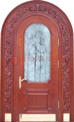 Толстая металлическая арочная дверь со стеклом ДА-20 в Голицино