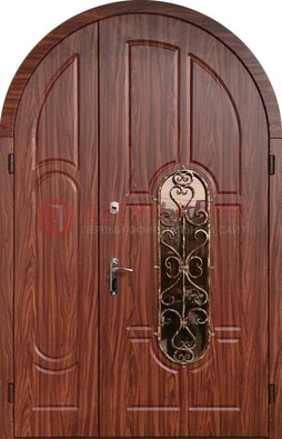 Арочная двухстворчатая стальная дверь Винорит ДА-54 в Голицино