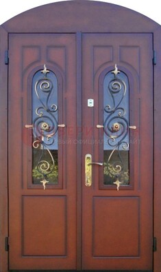 Двухстворчатая стальная дверь Винорит в форме арки ДА-55 в Голицино