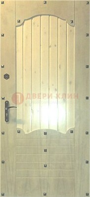 Белая железная дверь с евровагонкой ДЕ-9 в Голицино