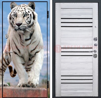 Стальная дверь с фотопечатью тигра ДФ-12 в Голицино