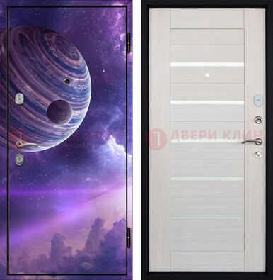 Стальная дверь с фотопечатью планеты ДФ-19 в Голицино
