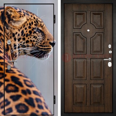 Металлическая дверь с фотопечатью леопарда ДФ-26 в Голицино