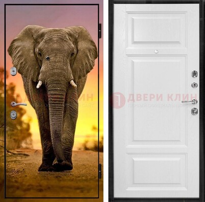 Металлическая дверь с фотопечатью слона ДФ-30 в Голицино