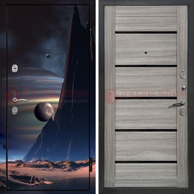 Стальная дверь с фотопечатью космоса ДФ-49 в Голицино