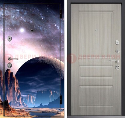 Железная дверь с фотопечатью космоса и планеты ДФ-50 в Голицино