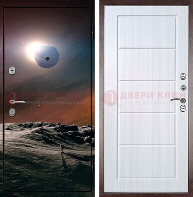 Стальная дверь с фотопечатью планет ДФ-8 в Голицино