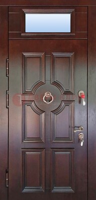 Стальная дверь с фрамугой в классическом стиле ДФГ-18 в Голицино