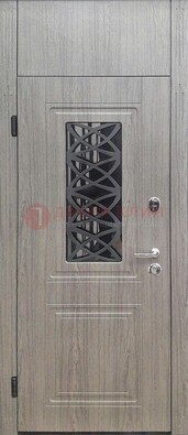 Металлическая дверь Винорит стекло и ковка с фрамугой ДФГ-33 в Голицино