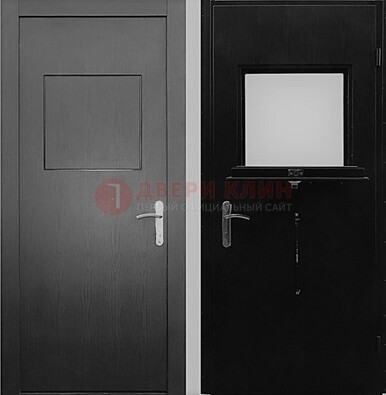 Черная стальная дверь в кассу ламинат внутри ДКС-3 в Голицино