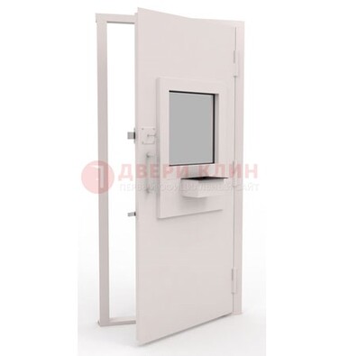 Белая металлическая дверь в кассу с нитроэмалью ДКС-4 в Голицино
