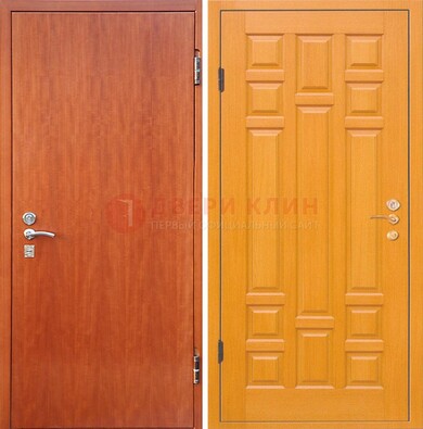 Оранжевая входная дверь с ламинатом МДФ внутри ДЛ-21 в Голицино