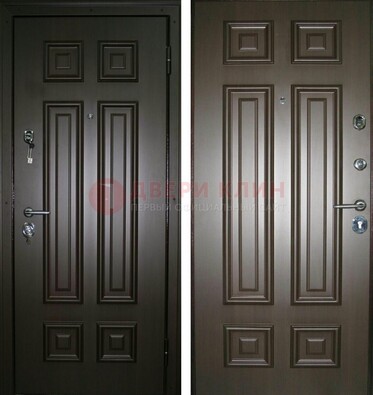 Темная металлическая дверь с МДФ ДМ-136 в квартиру в Голицино