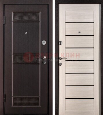Темная стальная дверь с МДФ ДМ-147 для улицы в Голицино
