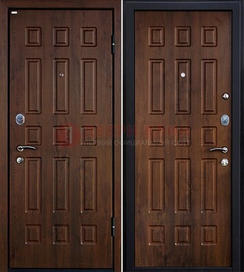 Коричневая металлическая дверь с МДФ ДМ-156 для квартиры в Голицино