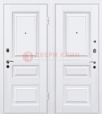Белая металлическая дверь с МДФ ДМ-179 в Голицино