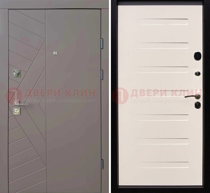 Светло-серая стальная филенчатая дверь с МДФ ДМ-199 в Голицино