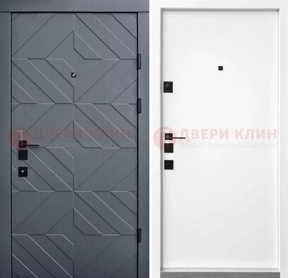 Темная уличная дверь с филенчатой МДФ внутри ДМ-205 в Голицино