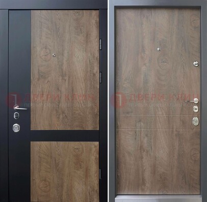 Темная стальная дверь с филенчатой МДФ Беленый дуб ДМ-206 в Голицино