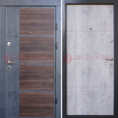 Темная железная филенчатая дверь с терморазрывом и МДФ ДМ-211 в Голицино