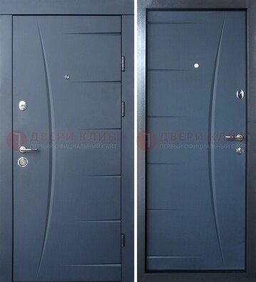 Серая входная дверь с фигурной фрезеровкой МДФ ДМ-213 в Голицино