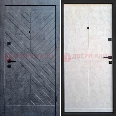 Серая железная дверь с филенчатой МДФ ДМ-217 в Голицино