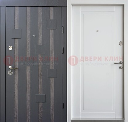 Черная металлическая дверь c МДФ и стеклом ДМ-231 в Голицино