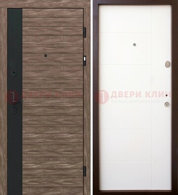 Коричневая входная дверь с черной вставкой МДФ ДМ-239 в Голицино