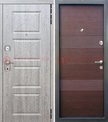 Филенчатая входная дверь c МДФ Беленый дуб ДМ-252 в Голицино