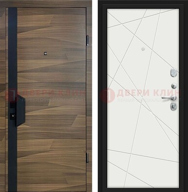 Стальная коричневая дверь МДФ c черной вставкой ДМ-267 в Голицино