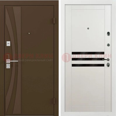 Стальная коричневая дверь с МДФ панелями ДМ-293 в Голицино