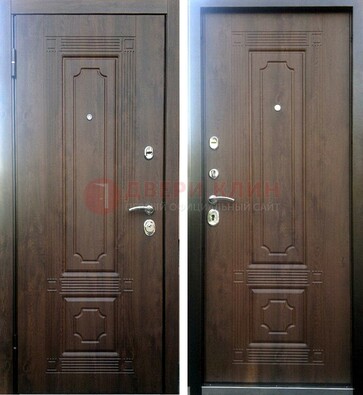 Коричневая металлическая дверь с МДФ ДМ-32 на дачу в Голицино