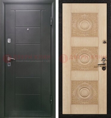 Темная железная дверь с МДФ в квартиру ДМ-344 в Голицино