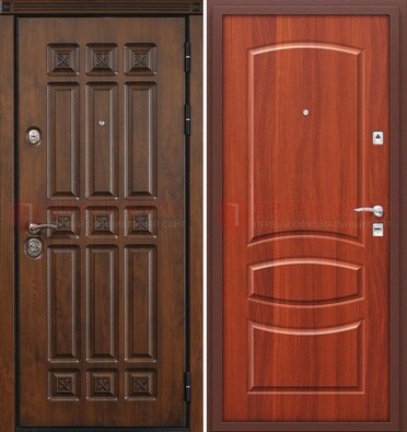 Темная металлическая дверь с МДФ и узором ДМ-364 в Голицино