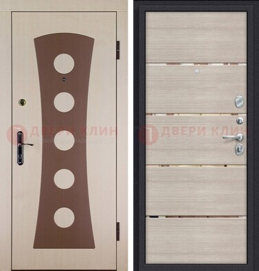 Светлая металлическая дверь с МДФ в квартиру ДМ-365 в Голицино