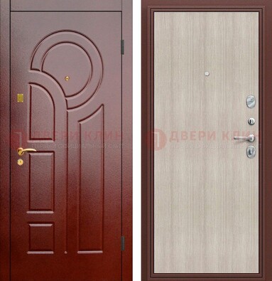 Красная металлическая дверь с МДФ панелями ДМ-368 в Голицино