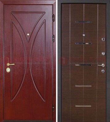 Темно-красная железная дверь с МДФ ДМ-370 в Голицино