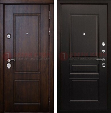 Классическая железная дверь с темными МДФ панелями ДМ-390 в Голицино