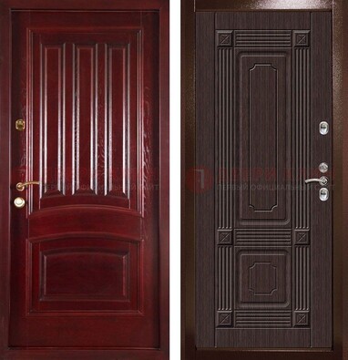 Красная стальная дверь с филенчатой МДФ ДМ-398 в Голицино