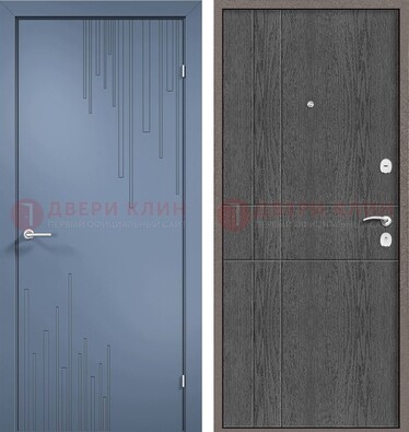Синяя металлическая дверь МДФ в квартиру ДМ-434 в Голицино