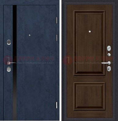 Синяя входная дверь МДФ с обеих сторон ДМ-473 в Голицино