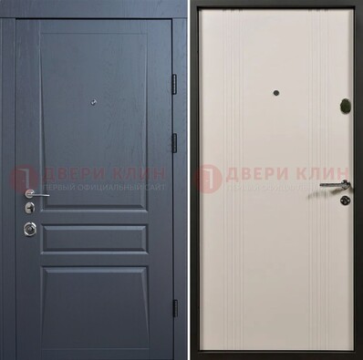 Темно-серая стальная дверь с МДФ хайтек ДМ-481 в Голицино