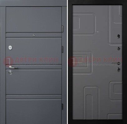 Серая металлическая дверь с МДФ в квартиру ДМ-485 в Голицино