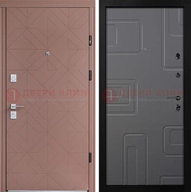 Красная стальная дверь в квартиру с МДФ хайтек ДМ-493 в Голицино