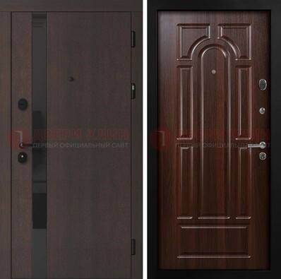 Темная входная дверь с МДФ панелями в квартиру ДМ-499 в Голицино