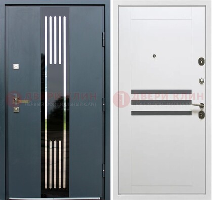 Темная квартирная дверь с разными МДФ ДМ-504 в Голицино