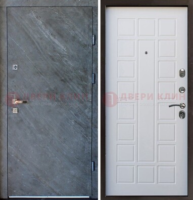 Железная дверь с МДФ серая и белая ДМ-505 в Голицино