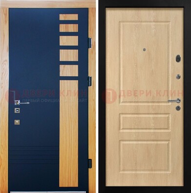 Двухцветная железная дверь с МДФ в квартиру ДМ-511 в Голицино