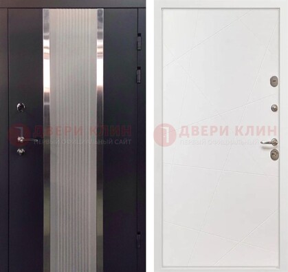 Темная металлическая дверь в квартиру МДФ с двух сторон ДМ-512 в Голицино