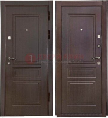 Антивандальная коричневая железная дверь с МДФ ДМ-61 в Голицино
